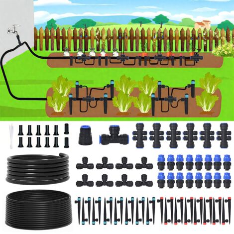 Arroseur automatique DIY, kit d'irrigation goutte à goutte, arroseur goutte à goutte pour pots de fleurs sur balcon, 1/2 tuyau de 10 mètres + 4/7 PE de 60 mètres (raccord rapide)
