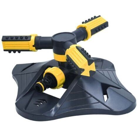 Arroseur de Jardin Arroseur Automatique 360° avec 2 Types Accessoires Arrosage Arroseur de Pelouse Rotatif avec 3 Bras Réglables à 3/4/5 Trous Arroseur Rotatif de Jardin Gazon Enfant (jaune)