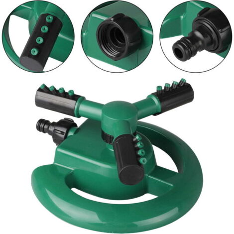Arroseur de jardin, arroseur de pelouse rotatif automatique à 360 degrés, couverture de grande surface, arroseur d'eau étanche à 3 bras pour pelouse, plantes, tuyau d'arrosage