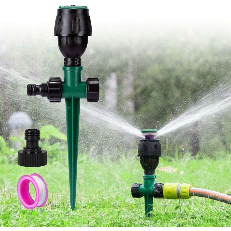 Arroseur de Jardin, Arroseur pour Pelouse Circulaire Automatique Arrosage Système Irrigation Rotatif à 360° Base de Pointe Arroseur pour Gazon