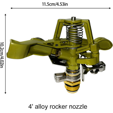 Arroseur de Jardin G1/2'', Filetage Externe en Alliage d'Aluminium à 360 °, Buse d'Irrigation à Culbuteur Réglable, Tête d'Arrosage à Jet d'eau pour Système d'Irrigation de Pelouse