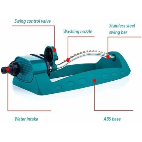 Arroseur de pelouse avec technologie Infinity Turbo Drive, bras rotatifs réglables, tube en aluminium galvanisé, portée de 8 à 15 m.