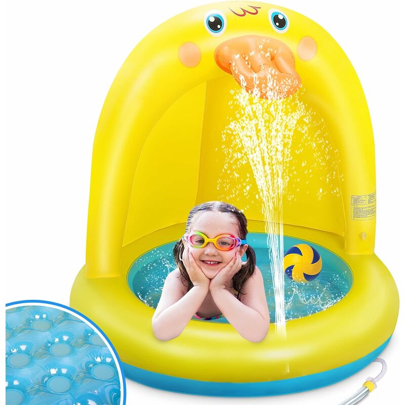 Fortuneville - Arroseur de piscine gonflable Splash Arroseur de piscine gonflable à jet d'eau pour enfants avec crème solaire Forme de canard jaune