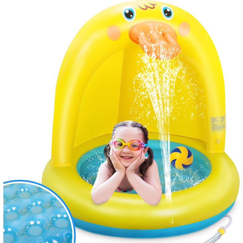 Fitags - Arroseur de piscine gonflable Splash Arroseur de piscine gonflable à jet d'eau pour enfants avec crème solaire Forme de canard jaune Jouets