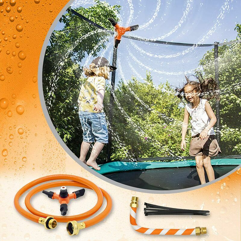 Arroseur de trampoline, arroseur de rotation à 360 degrés pour trampoline avec valve marche/arrêt, jeux d'eau en plein air pour enfants, parc