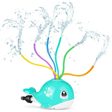 Arroseur d'eau en forme de baleine, jouet arroseur d'eau pour enfants avec 6 tuyaux rotatifs