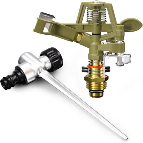 Arroseur Jardin Sprinkler Piquet de Terre Irrigation jusqu'à 24m 360° Embout pulvérisation irrigateur arroseur à impulsions Max. 450m²