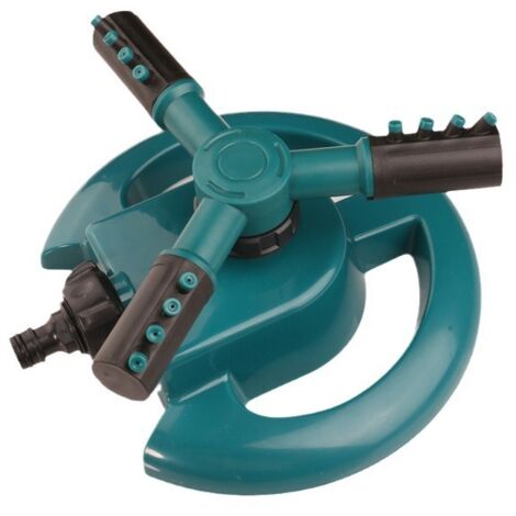 Arroseur rotatif à 360° pour tuyau d'arrosage, arroseur automatique pour pelouse à 3 bras, large couverture, bleu-vert-AquaForge