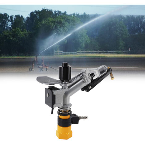 Arroseur Rotatif à Impact 360° FNPT 1 Pouce pour Irrigation Grande Surface Jardins Pelouse avec 3 Buses et 2 Accessories