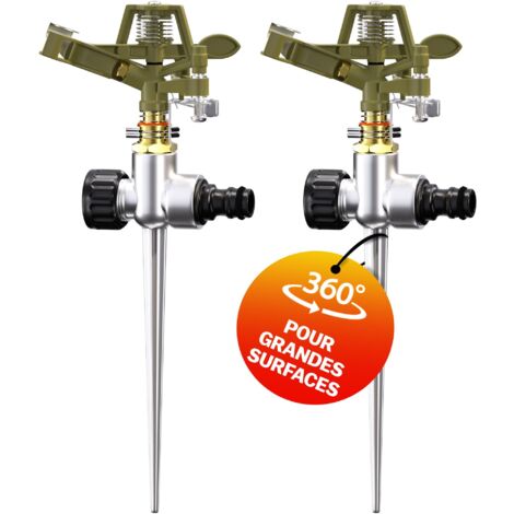 Arroseur Sprinkler irrigation arrosage Arroseur avec piquet Arrosage jusqu'à 24 m - 360 ° Arrosoir avec fiche femelle pour les systèmes habituelles
