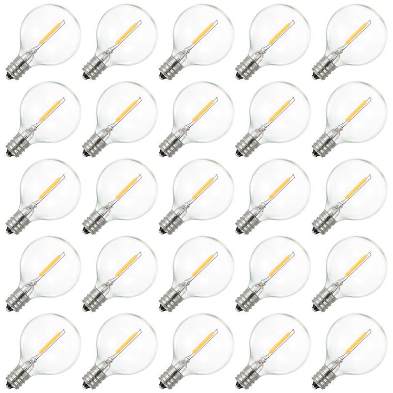 Lot de 25 ampoules LED G40 C230 V, culot E12, étanchéité IP44, blanc chaud, pour guirlande lumineuse, décoration de fête, mariage, portable