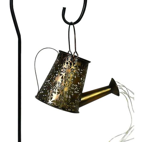 Arrosoir avec lanternes solaires lumineuses décoration de jardin étanche à suspendre en plein air, rétro décoratif