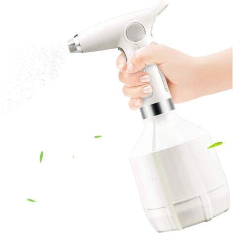 Arrosoir électrique 1L avec bec réglable pour le jardinage, le nettoyage des plantes et la maison (blanc)