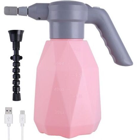 Arrosoir Électrique 2L, Pulvérisateur Électrique pour Plantes de Jardin, Arrosoir Automatique avec Bec Réglable pour Arrosage de Jardin Intérieur Extérieur (Rose)