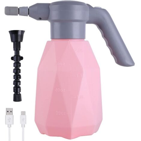 Arrosoir Électrique 2L, Pulvérisateur Électrique pour Plantes de Jardin, Arrosoir Automatique avec Bec Réglable pour Arrosage de Jardin Intérieur Extérieur (Rose)