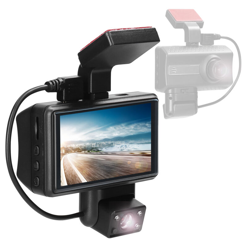 LIFCAUSAL Caméra Embarquée Double 1080P Enregistreur de Conduite avec Écran 3'' Grand Angle 170°, Vision Nocturne, Capteur G et Enregistrement en