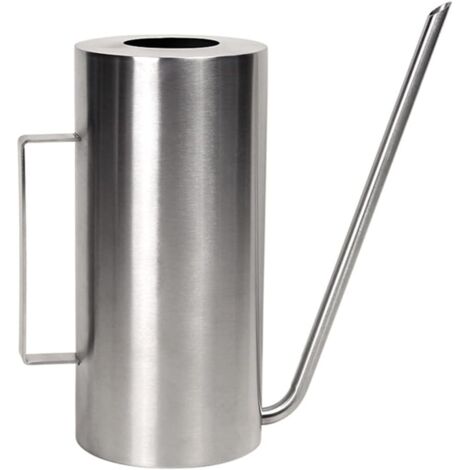 Arrosoir en Acier Inoxydable, Vintage Métal Arrosoir Plante Interieur Extérieur, 1,5l Petit Arrosoir de Jardin avec Long Bec et poignée pour Maison, Balcons, Bureaux, Bonsaïs, Argent