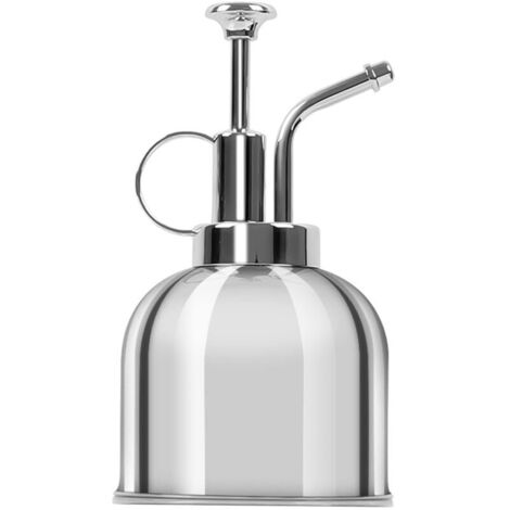 Arrosoir Metal 300ml, Arrosoir Style Rétro en Laiton, Arrosoir à Une Acier Inoxydable, Vaporisateur D'arrosage pour Intérieur Extérieur Plantes Fleurs Orchidées Bonsai (Argent)