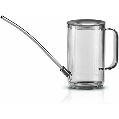 Arrosoir pour Fleurs,Petit Arrosoir,Arrosoir à Long Nez en Acier Inoxydable,Arrosoir pour Plantes d'intérieur,Arrosoir en Plastique Transparent, Gris