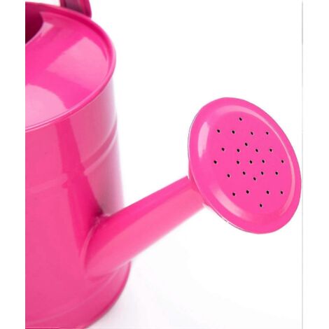 Arrosoir rose en métal de 1,5 L (ou 51 oz) - Arrosoir d'extérieur pour enfants et jardin - Petit arrosoir portable pour l'intérieur et l'extérieur avec revêtement antirouille en poudre