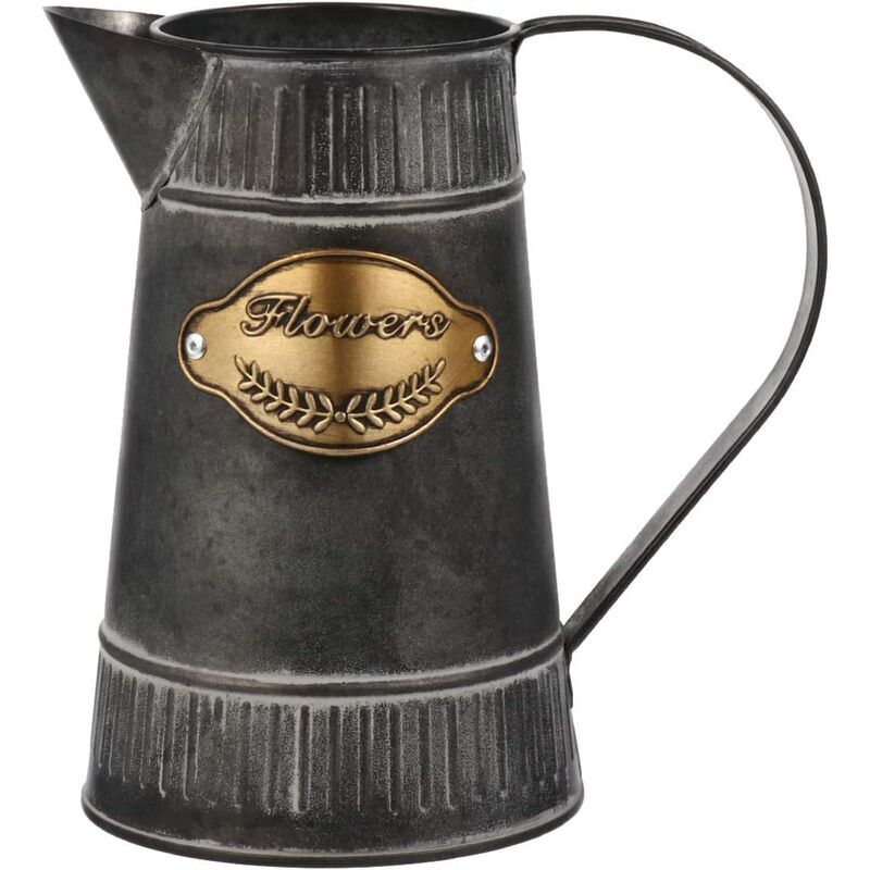 Arrosoir Vintage en Fer Style Maison de Campagne – Décoration Rustique pour Jardin et Salon – Vase, Pichet, Pot de Fleurs, Seau en Métal