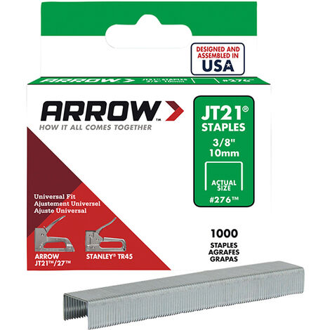 Arrow A276 JT21 T27 Staples 10mm (3/8in) (Box 1000) ARRJT2138S