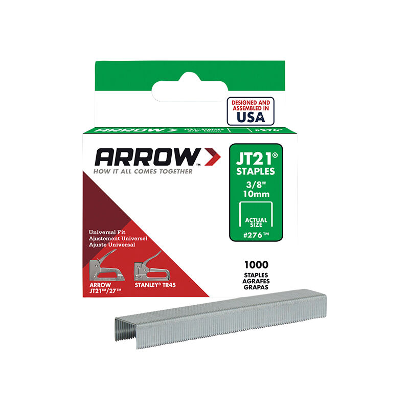 Arrow A276 JT21 T27 Staples 10mm (3/8in) (Box 1000) ARRJT2138S