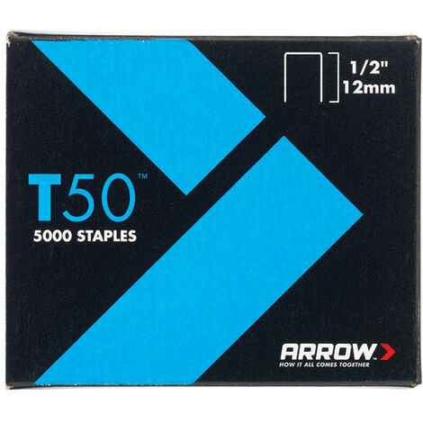 Arrow A508 T50 Staples 12mm (1/2in) (Pack 5000, 4 x 1250) ARRT5012