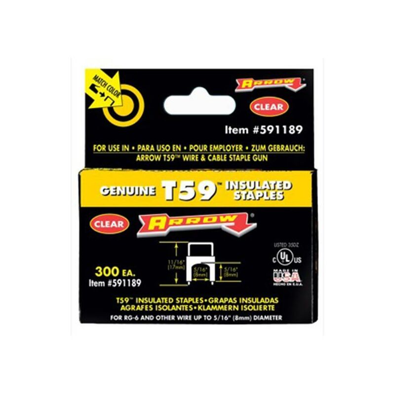 Arrow - A591189 T59 Insulated Staples Clear 8 x 8mm (Box 300) ARR591189
