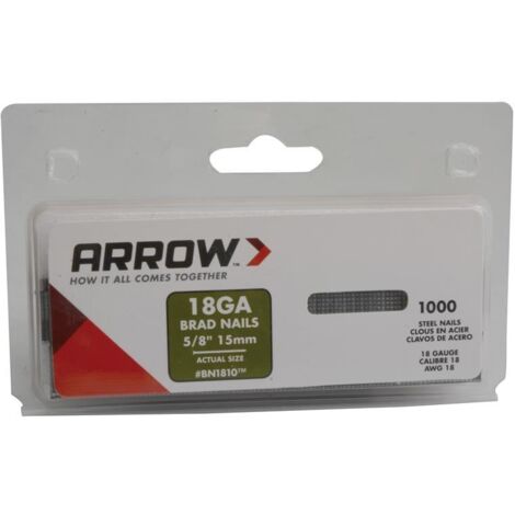 Arrow ABN1810 BN1810 15mm (18g) Brown Head Brad Nails - Pack of 1000