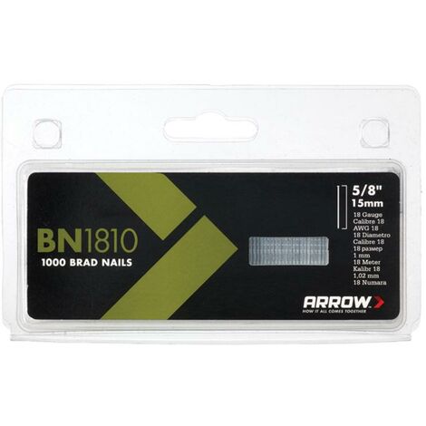 Arrow ABN1810 BN1810 Brad Nails 15mm (Pack 1000) ARRBN1810