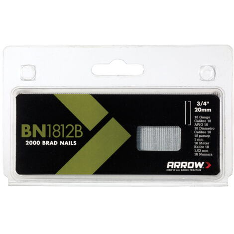 Arrow ABN1812B BN1812B Brad Nails 20mm Brown Head (Pack 2000) ARRBN1812B