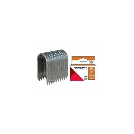 Arrow – Agrafes rondes T25 en acier galvanisé – Boîte de 1000 agrafes – Longueur des pattes 14 mm – Pointes divergentes pour fixation optimale