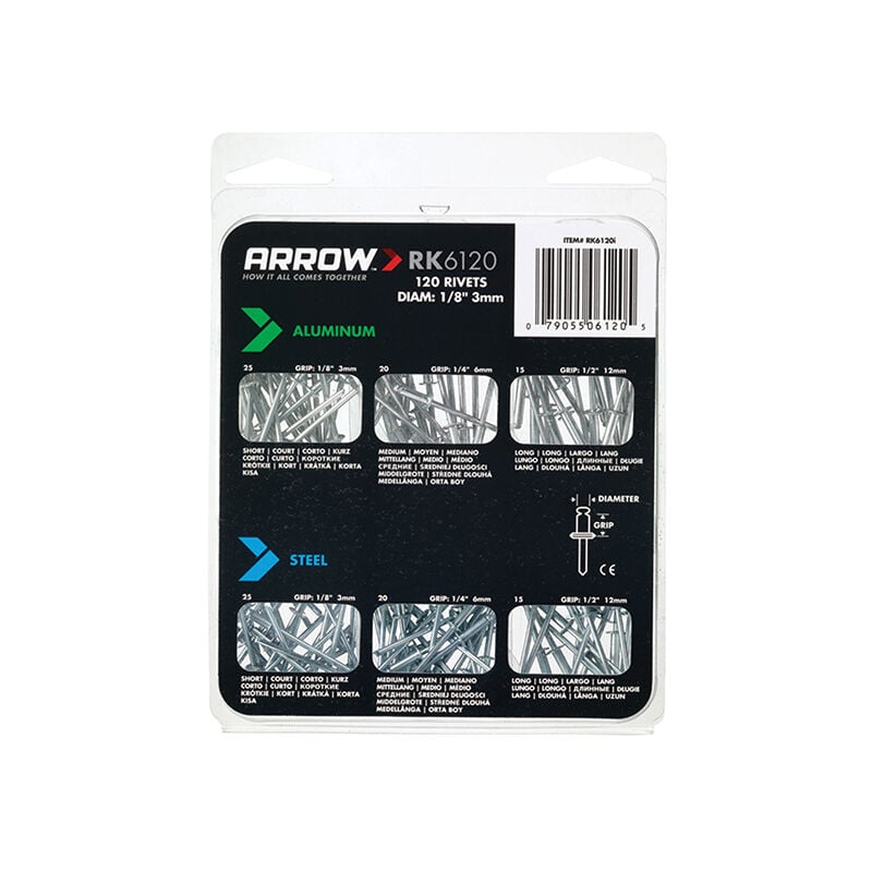 Arrow - RK6120 Multi Rivet Pack (120)