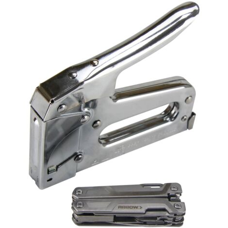 Arrow AT50-MULTI Heavy-Duty Staple Gun with Free Multi-Tool Kit for Versatile Fastening and Upholstery Projects