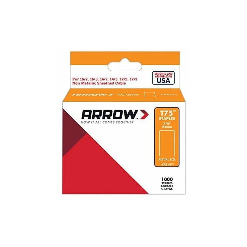

Arrow - Caja de 1000 grapas para cables T75 22 mm