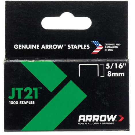 ARROW JT21 T27 Staples 8mm (5/16in) - Box of 1000