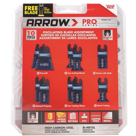 Arrow Oscillating Multi-Tool Blade Assortment Set 10 Piece ARROSCMULT10