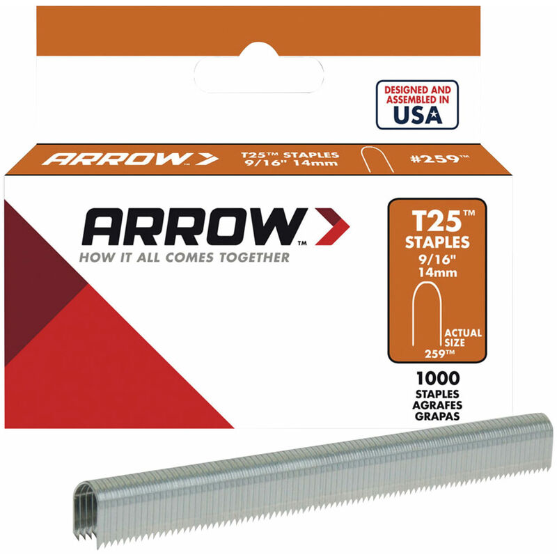 Arrow - T25S-916 T25 Staples 14mm (9/16in) Box 1000