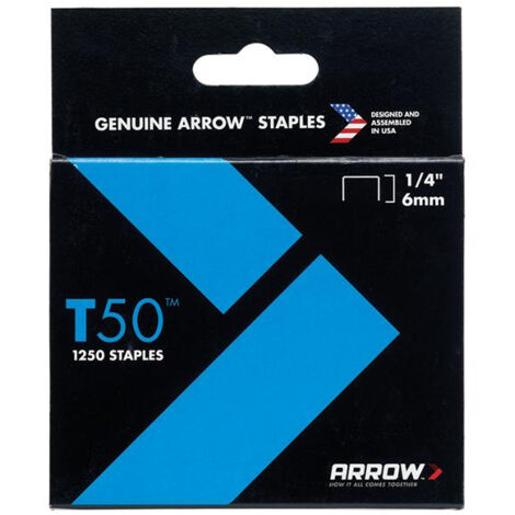 ARROW T50 6 mm (1/4 in) Staples, 1,250 Pack, Galvanised Steel
