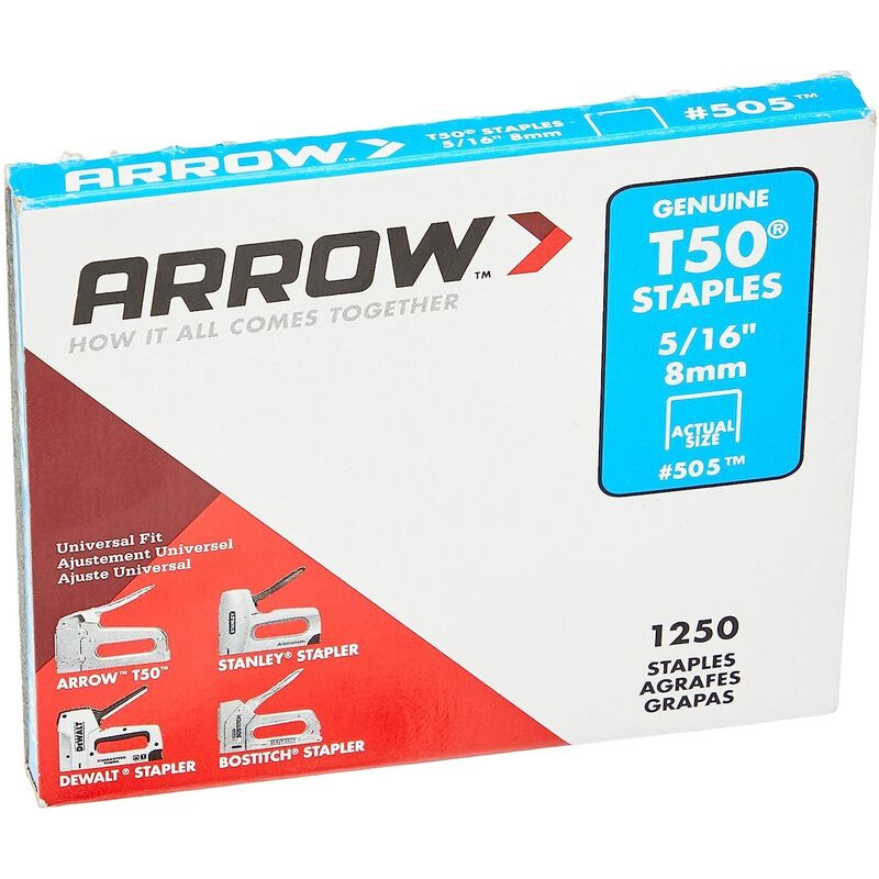 Image of T50 Graffette, 8 mm - 5/16 [Confezione da 1250 graffette] - Arrow