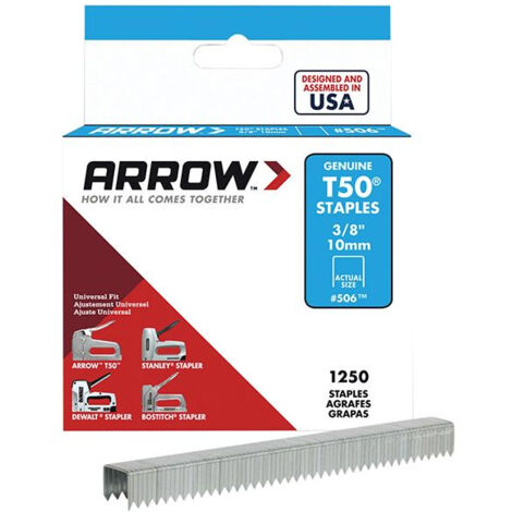 Arrow T50 Staples 10mm (3/8in) Box of 1250 - Heavy Duty