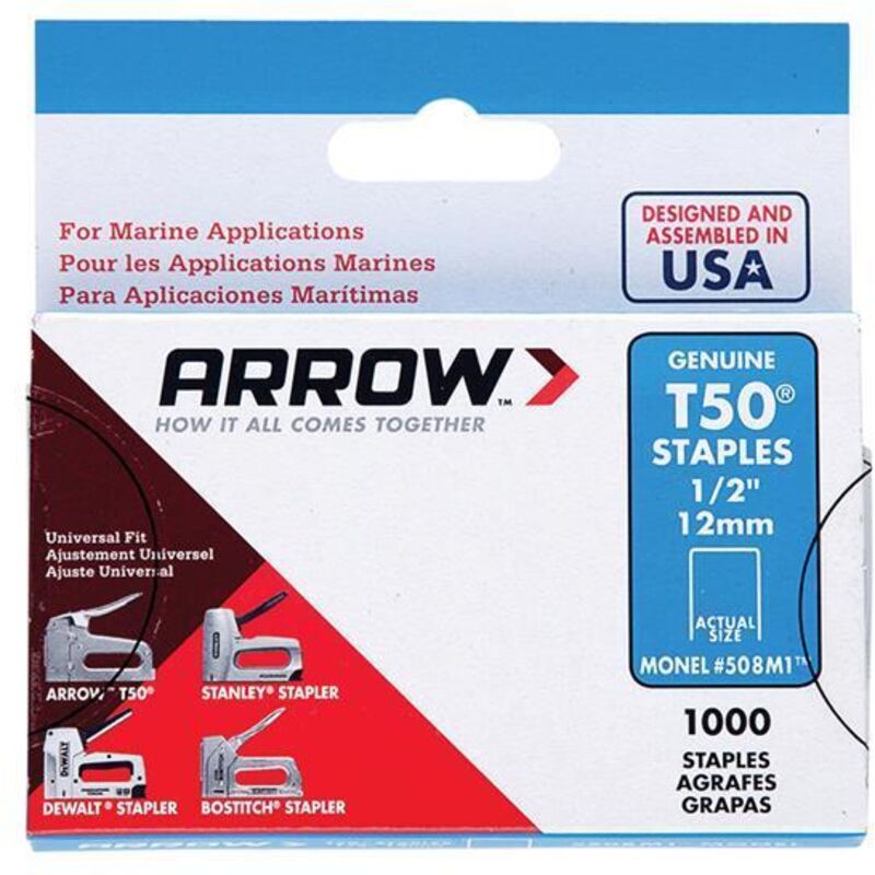 Arrow - A508M1 T50M 508m Monel Staples 12mm (1/2in) (Box 1000) ARRT5012MS
