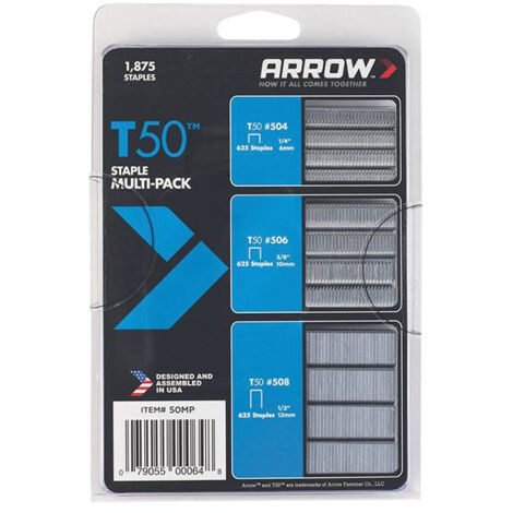 ARROW T50 Staples Multi Pack 6mm, 10mm & 12mm