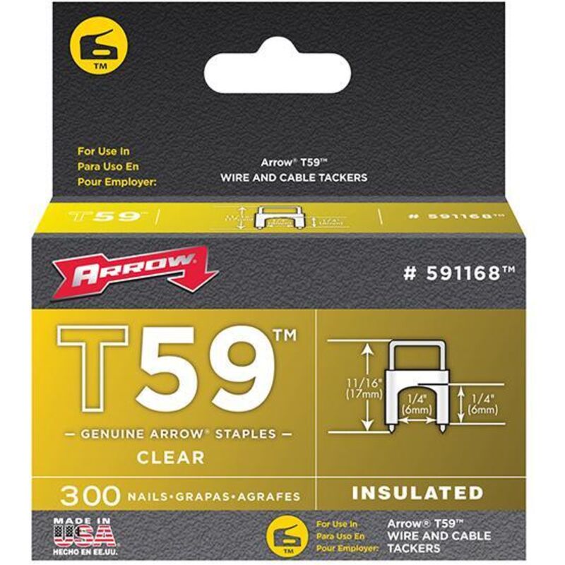 Arrow - A591168 T59 Insulated Staples Clear 6 x 6mm (Box 300) ARR591168