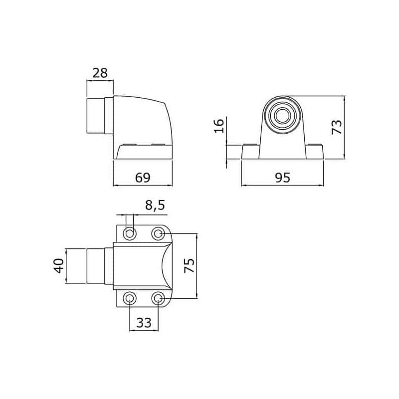Butée à ressort magnétique pour porte lourde noir Heracles DMBT21-2