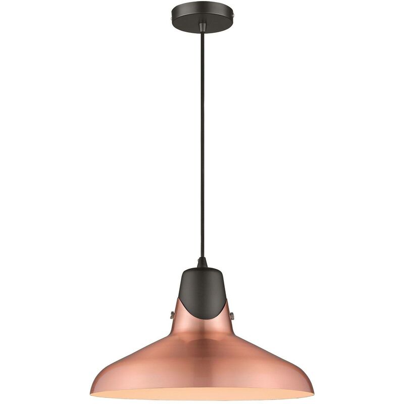 Spring Lighting - 1 Light Dome Ceiling Pendant Black, Copper, E27