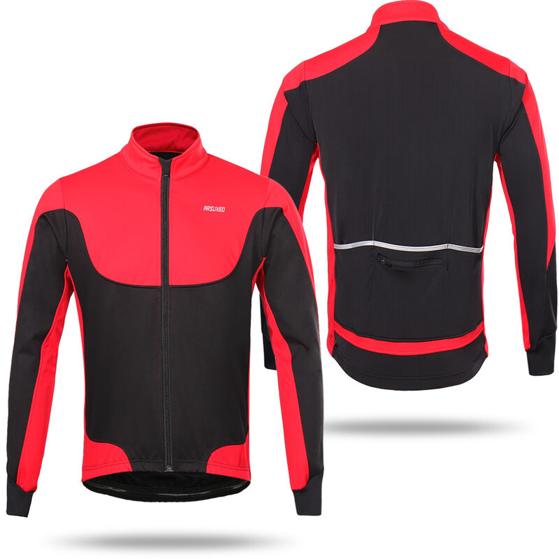 

Arsuxeo, chaqueta de ciclismo de invierno con forro polar termico a prueba de viento para hombre, abrigo deportivo al aire libre, jersey de manga