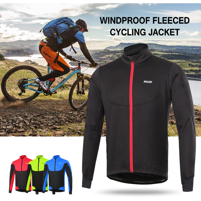 

chaqueta de ciclismo de invierno con forro polar termico a prueba de viento para hombre, abrigo deportivo al aire libre, jersey de manga larga para