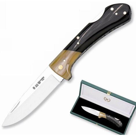 ART-0 Couteau artisanal Miguel Nieto de 18 cms, avec lame en acier de 8 cms et mango de Buffalo Pole avec boîte de présentation, édition limitée.